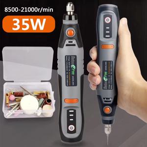 35W USB 무선 로타리 도구 Dremel DIY 미니 드릴 조각 펜 전기 3 속도 미니 무선 드릴 세트 8500r-21000r/min