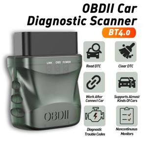 블루투스 obd2 스캐너 진단 도구, 자동차 코드 리더 obdii/eobd 스캐너(리셋 포함), bt4.0 진단 스캔 도구