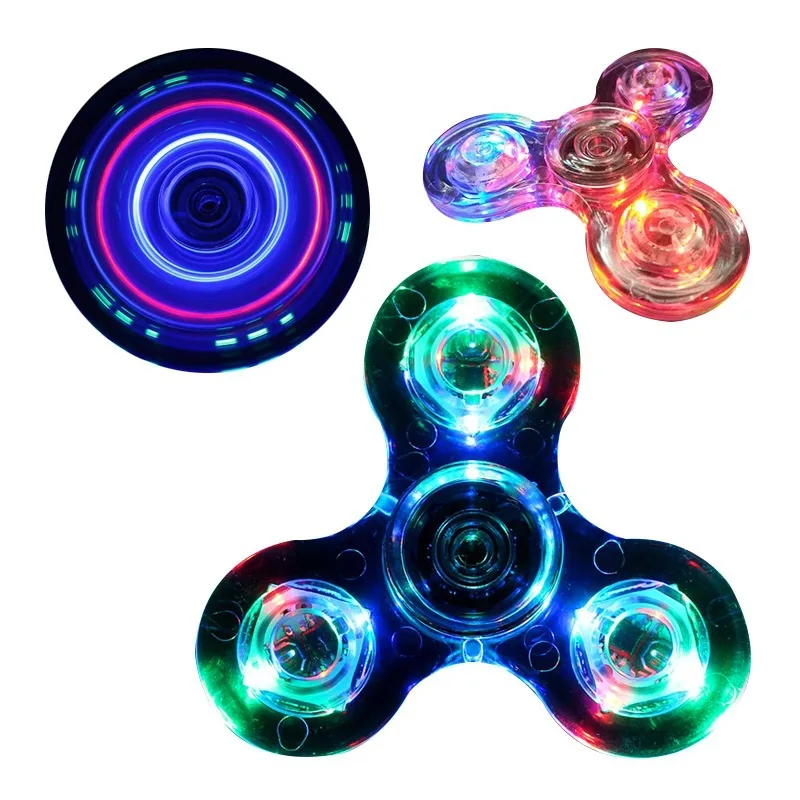 빛나는 LED 빛 Fidget Spinner 핸드 탑 스피너 어두운 빛에 빛나는 EDC Figet Spiner 손가락 스트레스 릴리프 장난감