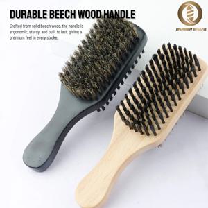 중간 나무 손잡이 양면 수염 브러시 나일론 강모 그라디언트 레이어링 스타일링 브러시 다기능 헤어 커팅 도구