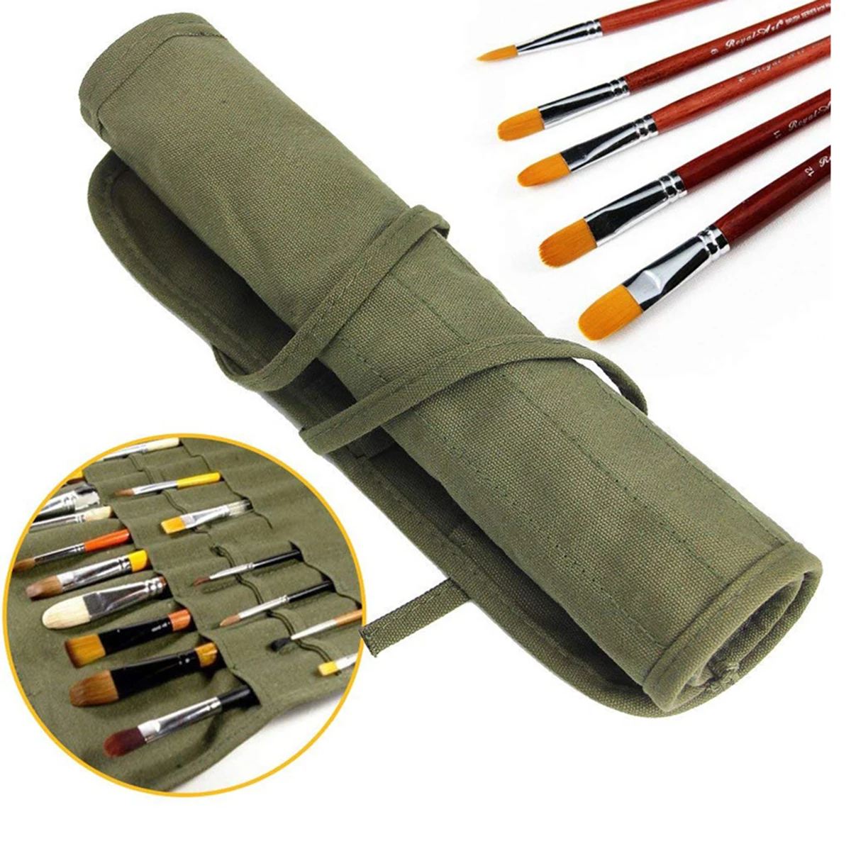 페인팅 브러쉬 캔버스 보관 가방, 22 슬롯 수채화 및 구아슈 브러쉬 캘리그래피 브러쉬 보관 가방, 롤업 펜 가방