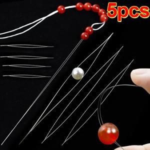5 개/대 목걸이 팔찌를 만들기위한 오픈 빅 아이 구슬 바늘 DIY 스테인레스 스틸 셀프 스레딩 비드 도구 쥬얼리 핀