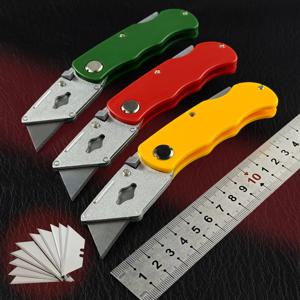 접이식 아트 나이프 - 칼날 10개, 상자 오프너, 사무용품, 벽지 칼, 다기능 접이식 칼, 유틸리티 나이프