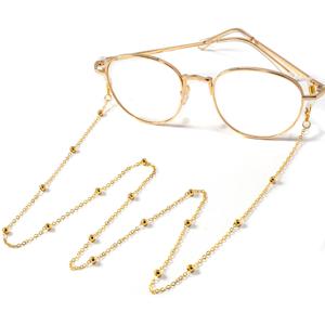 금속 골드 원형 비즈 안경 체인; 다기능 패셔너블한 다기능 칼라 체인; 벨트 액세서리.