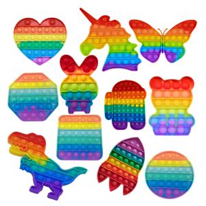 푸시 팝 버블 Fidget 감각 장난감 스트레스 릴리프 장난감 팩 어린이를위한 성인 레인보우 안티 불안 도구 사무실 스트레스 릴리프 장난감