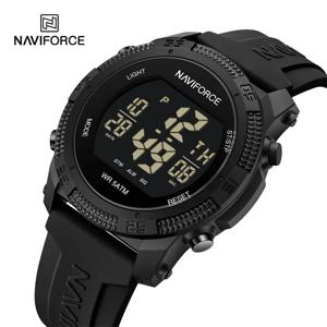 NAVIFORCE NF7104 남성용 LCD 디지털 캐주얼 날짜 및 주 알람 방수 실리콘 스트랩 전자 시계