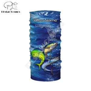 맞춤형 이름 동물 배스 마히 낚시 그래피티 그라데이션 물고기 문신, 레트로 3D 프린트, 여름 하라주쿠 페이스 마스크, 스카프 A2