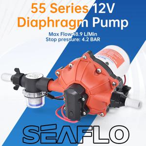 SEAFLO 55 시리즈 다이어프램 워터 펌프 5.0GPM 60PSI 12 볼트 전기 요트 보트 해양 RV 캐러밴 고압 공급 5 챔버