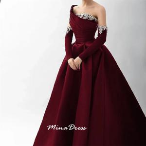 Mina 맞춤형 우아한 새틴 이브닝 가운, 여성용 갈라 파티 원피스, 고급스럽고 심플한 이브닝 웨어, 무도회