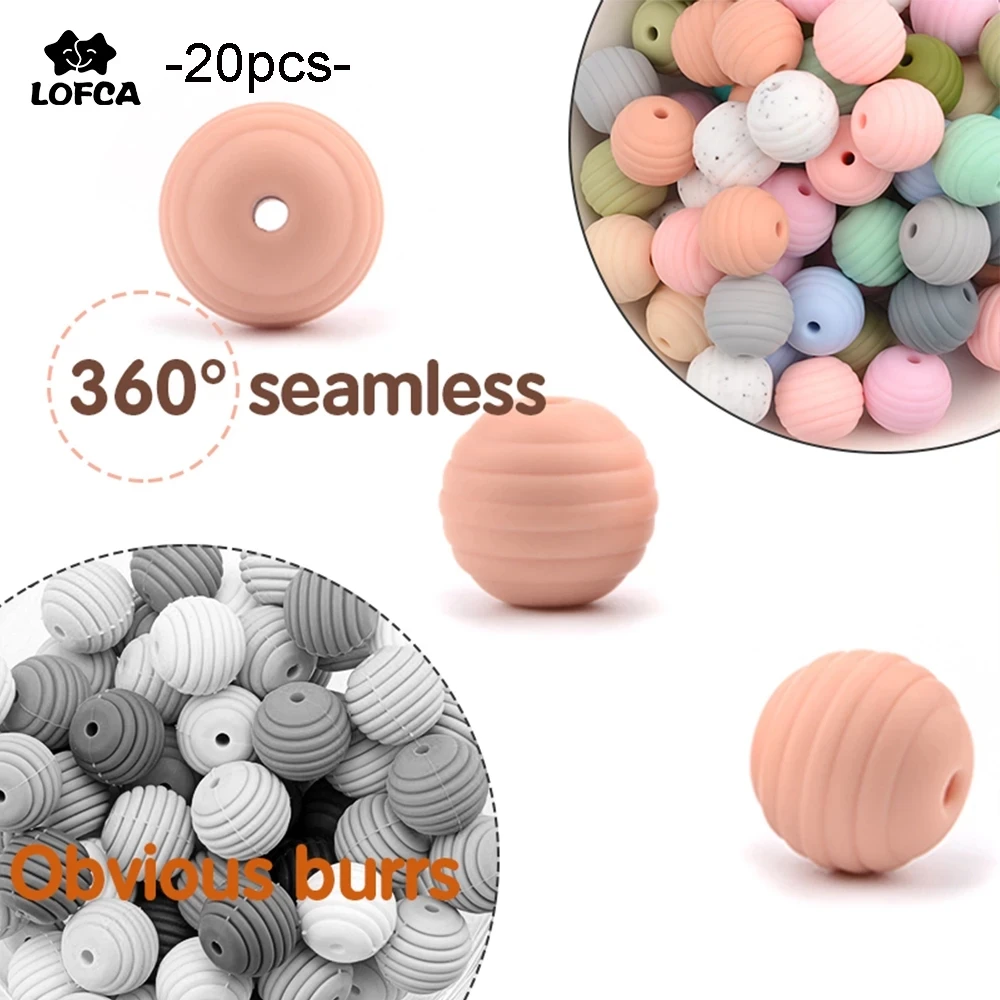 LOFCA 20pcs 벌집 실리콘 구슬 나선형 아기 젖니가 남 라운드 식품 학년 구슬 15mm DIY 스레드 BPA 무료 구슬 아기 Teethers