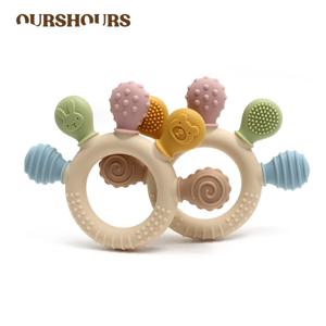 BPA 무료 아기 실리콘 Teethers 감각 장난감 파악하기 쉬운 유아 젖니가 남 장난감 아기를위한 식품 학년 씹을 수있는 장난감 신생아 선물