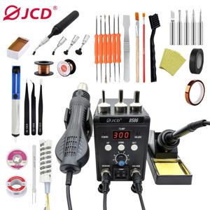 JCD 2 in 1 납땜 스테이션 8586 LCD 디지털 디스플레이 SMD 재 작업 뜨거운 공기 총 납땜 인두 220V 110V ESD 용접 수리 도구
