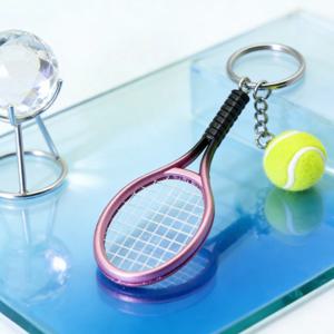 1개 미니 테니스 라켓 볼 키체인 펜던트 휴대용 테니스 모양 가방 키링 액세서리 선물