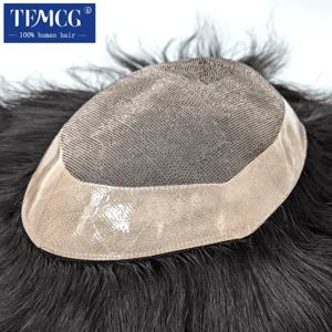 남자 가발 자연 인간의 머리카락 가발 모노 남성 가발 내구성 남성 머리 보철 가발 남자 6 