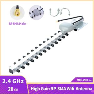 방향 2.4G RP-SMA 플러그 고이득 20dBi 안테나 2400-2500MHz 무선 라우터 모뎀 부스터 증폭기 용 실외 Yagi 안테나