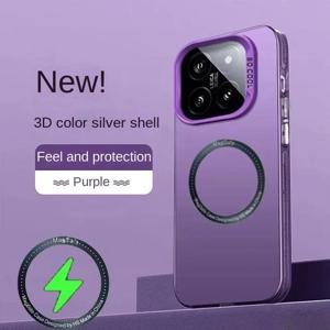 Magsafe 무선 충전용 럭셔리 매트 프로스트 케이스 샤오미 14 13 13T 14TPro 반투명 충격 방지 보호 커버