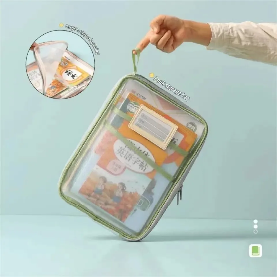 투명 편지지 보관 폴더 뜨거운 두꺼운 메쉬 지퍼 파일 포장 A4 크기 학교 사무용품 여행용 보관 가방