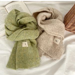 겨울 모헤어 스카프 여성용 럭셔리 스카프 두꺼운 따뜻한 부드러운 파시미나 숄 여성용 순색 니트 롱 스카프