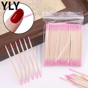 100/300/500개 일회용 나무 면봉 더블 헤드 립스틱 귀 면봉 속눈썹 청소 면봉 매니큐어 미용 용품