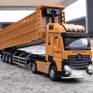 1/50 확장 덤프 트럭 모델 장난감 금속 다이 캐스팅 도어 열린 사운드 라이트 풀백 차량 모델 장식품 어린이 선물