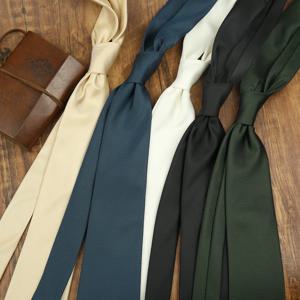 남성용 럭셔리 솔리드 화이트 다크 브라운 넥타이, 폴리에스터 우븐 블랙 넥 넥타이, 비즈니스 웨딩 파티 액세서리, 크래뱃, 8cm 너비