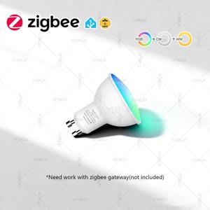 Zigbee GU10 스마트 LED 전구 RGBCW 디밍이 가능한 램프 스포트라이트, 앱 제어 전구, 게이트웨이 필요 Alexa Echo Yandex Z2M과 함께 작동