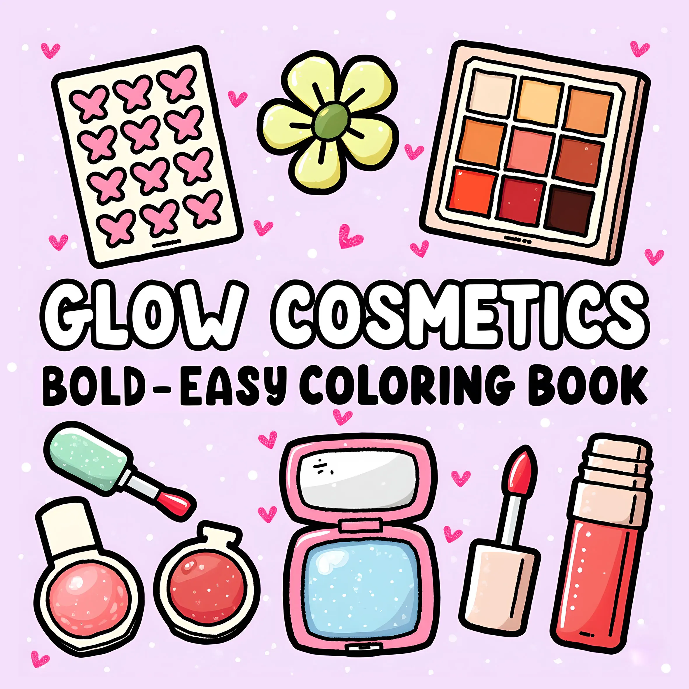 화장품 패턴 성인을 위한 대담하고 쉬운 색칠하기 책 귀여운 그림책 파티와 생일을 위한 완벽한 선물
