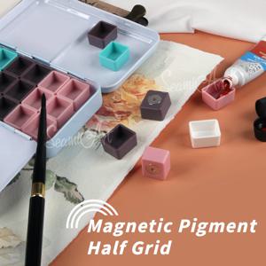 SeamiArt 50pcs 자기 하프 팬 수채화 튜브 하위 패키지 주석 상자 팔레트 그림 도구 미술 용품에 대 한 4 가지 색상