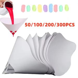 50/100P200/300Pcs 일회용 자동차 페인트 스프레이 메쉬 종이 필터 정화 필터 깔때기 페인트 원추형 나일론 마이크론 종이