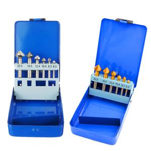 6 개/상자 6.3-20.5mm 모따기 엔드 밀 커터 3 플루트 라운드 생크 90도 HSS 카운터 싱크 디버링 테이퍼 드릴 비트