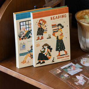 Mr Paper 24 개/가방 휴일 시간 시리즈 듀얼 소재 캐릭터 풍경 스티커 도서 핸드북 소재 DIY 스크랩북 그림책