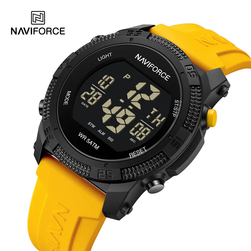 NAVIFORCE 브랜드 오리지널 남성 패션 시계 방수 성격 손목 시계 럭셔리 실리콘 스트랩 전자 시계 2024