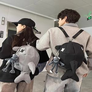 웨일 디자인 여성 백팩 스트릿 스타일 사이클링 가방 패셔너블 남성 대학생 백팩 듀얼 숄더백 트렌디 2025