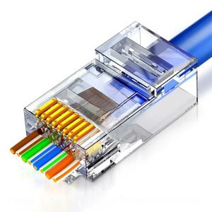 50 PC RJ45 커넥터 Cat6 커넥터 네트워크 비차폐 RJ45 천공 크리스탈 헤드 네트워크 케이블