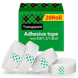 20-1Roll 투명 접착 테이프 0.8cm 1.2cm 1.8cm 너비 사무실 학교 홈 포장 문구 용 강력한 투명 씰링 테이프