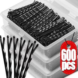 60/600pcs 블랙 스트레이트 라인 헤어 클립 U 자형 바늘 레이디 헤어핀 곱슬 웨이브 그립 여성 바비 핀 스타일링 헤어 액세서리