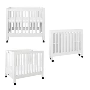 휴대용 디자인 흰색 가구 소녀 접이식 이동식 나무 아기 침대 접이식 아기 침대 요람 모기장 포함