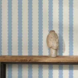 블루 추상 버블 라인스 필앤스틱 벽지, 가정 장식용 스칼롭 스트라이프 블루 벽화, 자가 접착 또는 전통적