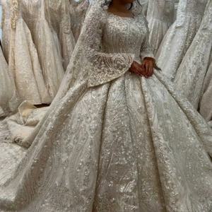 맞춤형 이슬람 웨딩 드레스 신부 페르시 볼 가운 중동 신부 드레스 긴 소매 공주 베스 티드 드 novia