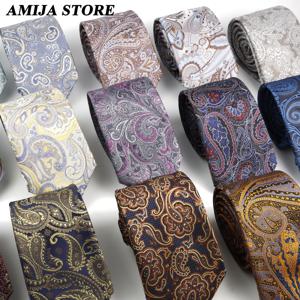 새로운 디자인 남성 넥타이 플로럴 남성 액세서리 우븐 퍼플 블루 넥타이 페이즐리 패턴 폴리에스터 남성용 타이 웨딩 파티용