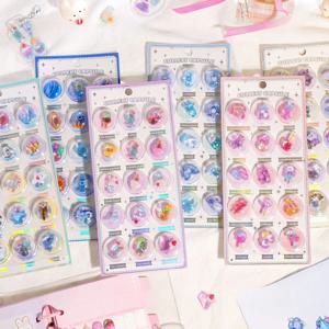 3개/6개 랜덤 3D 창의적 우주 음식 만화 원형 입체 스티커 스크랩북 DIY 저널 귀여운 문구 스티커