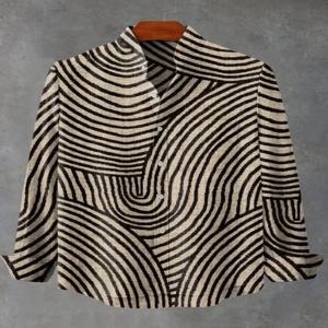 Moslim Kleding Heren 가을 남성 스탠드 업 칼라 리넨 긴팔 셔츠 3D 아트 프린트 심플 패턴 탑 남성 캐주얼 셔츠