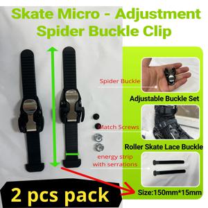 2세트 인라인 스케이트 미세 조정 버클(T자형 에너지 벨트 포함) 롤러 스케이트용 나사가 있는 범용 버클 액세서리