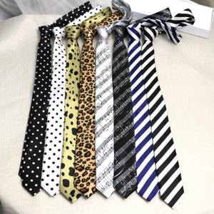 흑백 스트라이프 타이 레오파드 프린트 5CM 네로우 타이 남녀공용 캐주얼 데일리 핸드 타이 프린트 개성 트렌디 타이