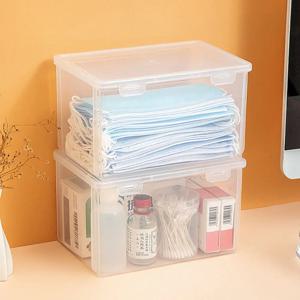 새로운 1Pcs 두꺼운 마스크 보관 상자 휴대용 투명 플립 약물 보관 상자 알약 보석 귀걸이 화장품 보관 상자