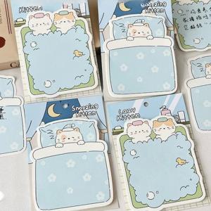 포스트잇 클라우드 다이어리 귀여운 고양이 일러스트 소재 모양 다기능 스티커 메모 메시지 메모