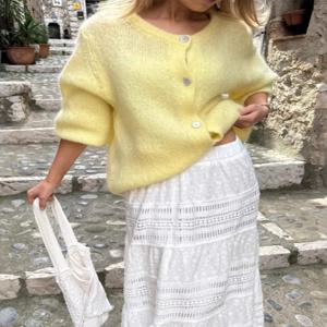 Bornladies 여성용 새 니트 카디건 긴 소매 o 넥 버튼 루즈핏 소프트 모헤어 블렌드 봄 가을 패션 스웨터