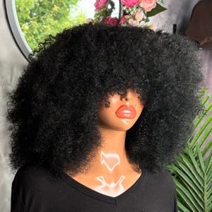 아프로 곱슬머리 가발 인모 헤어피스 400% 밀도 13×6/360 HD 투명 레이스 가발 100% 인모 여성용 프리플럭 가발