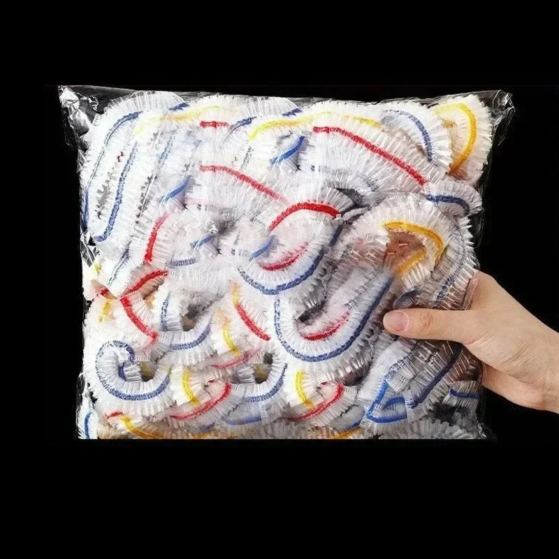 100PCS 탄성 식품 커버 주방 투명 끈적 필름 커버 일회용 플라스틱 그릇 뚜껑 과일 보관 신선도 씰 랩