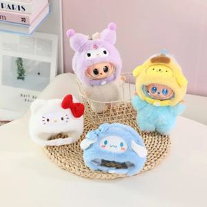 라부부 V1V2V3 인형용 옷 산리오 헬로키티 쿠로미 멜로디 플러시 모자 옷 만화 후드 의상 [인형 미포함]